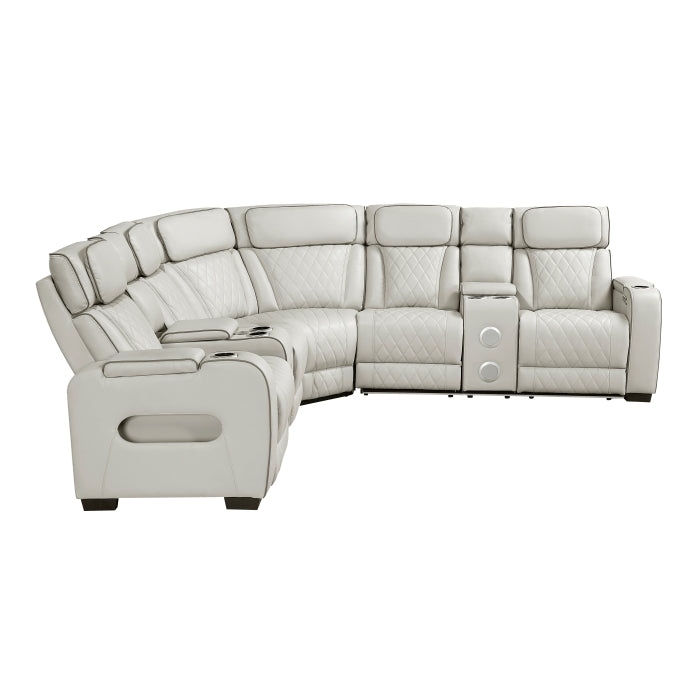 9516TPES*32LCN2RCNPWH (3)3-Piece Power Reclining Sectional with Consoles, Power Headrests, Storage Arms(Top and Side), Cup holders, Charging Ports, Wireless speakers and LED lighting - 9516TPES*32LCN2RCNPWH