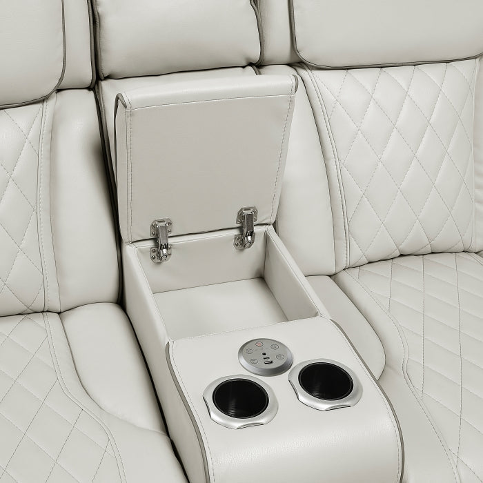 9516TPES*32LCN2RCNPWH (3)3-Piece Power Reclining Sectional with Consoles, Power Headrests, Storage Arms(Top and Side), Cup holders, Charging Ports, Wireless speakers and LED lighting - 9516TPES*32LCN2RCNPWH