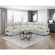 9516TPES*32LCN2RCNPWH (3)3-Piece Power Reclining Sectional with Consoles, Power Headrests, Storage Arms(Top and Side), Cup holders, Charging Ports, Wireless speakers and LED lighting - 9516TPES*32LCN2RCNPWH
