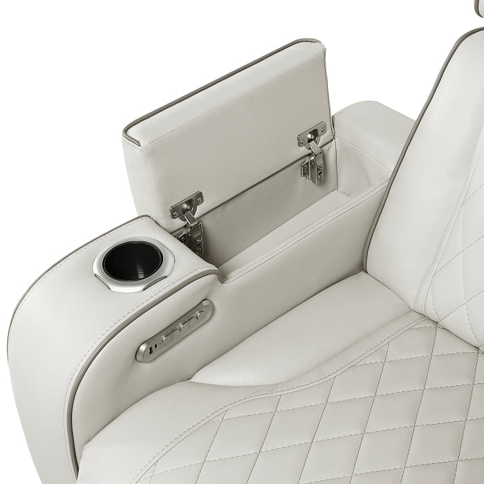 9516TPES*32LCN2RCNPWH (3)3-Piece Power Reclining Sectional with Consoles, Power Headrests, Storage Arms(Top and Side), Cup holders, Charging Ports, Wireless speakers and LED lighting - 9516TPES*32LCN2RCNPWH