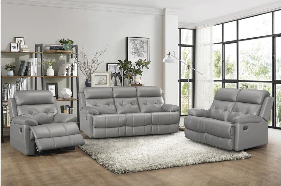 Lambent 3 Piece Double Reclining Sofa Set In Gray 9529Gry-3-2-1 | Homelegance