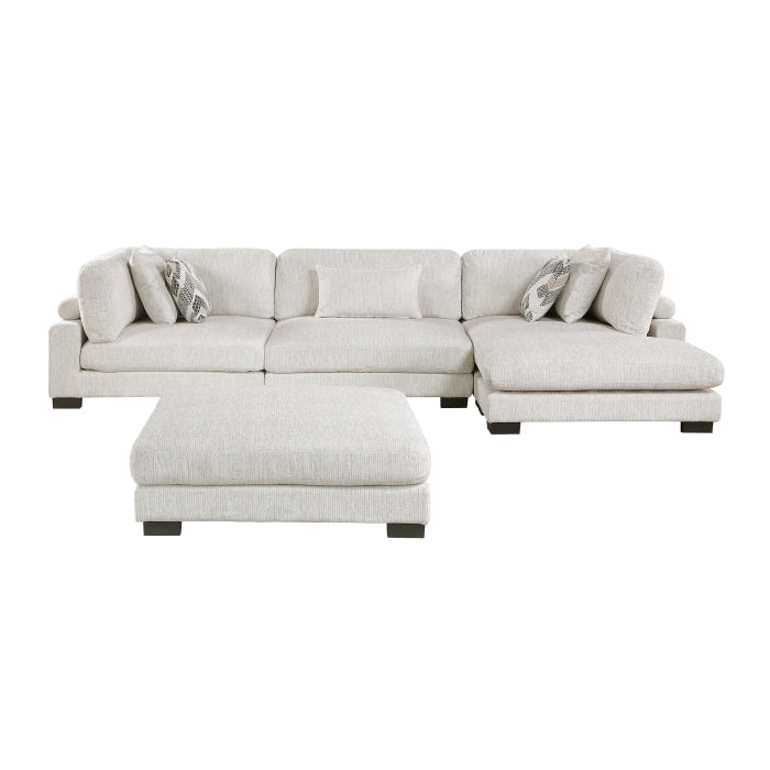 9555BEG*4CRACVCOT (4)4-Piece Modular Sectional with Chaise and Ottoman - 9555BEG*4CRACVCOT