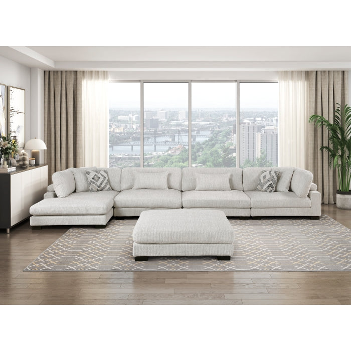 9555BEG*5CR2ACVCOT (5)5-Piece Modular Sectional with Chaise and Ottoman - 9555BEG*5CR2ACVCOT