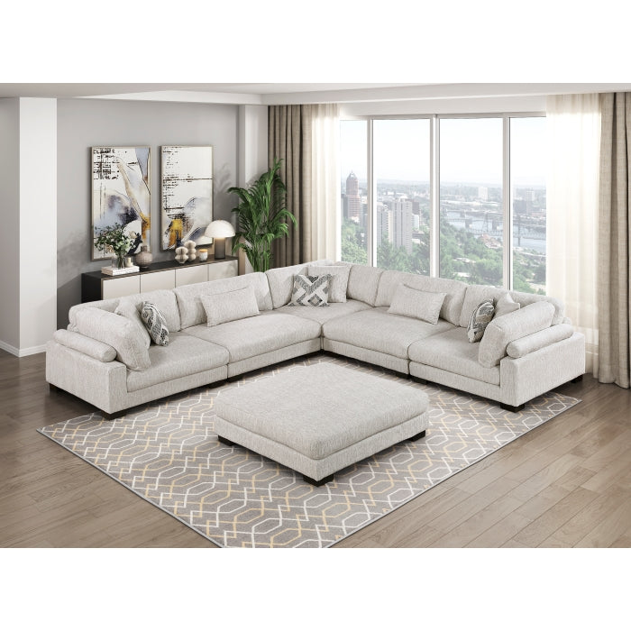 9555BEG*63CR2ACOT (6)6-Piece Modular Sectional with Ottoman - 9555BEG*63CR2ACOT