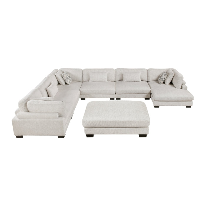9555BEG*72CR3ACVCOT (7)7-Piece Modular Sectional with Ottoman - 9555BEG*72CR3ACVCOT