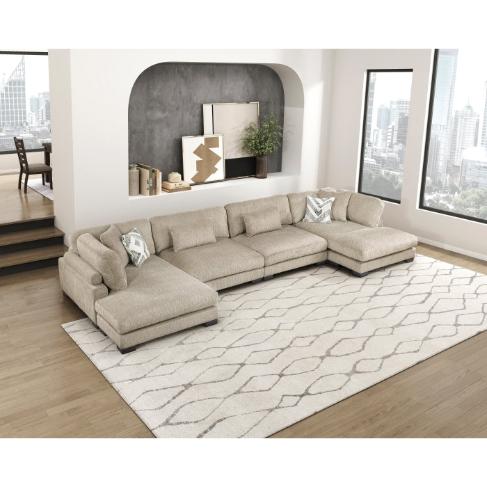 9555BRW*42AC2VC (4)4-Piece Modular Sectional with Chaise - 9555BRW*42AC2VC