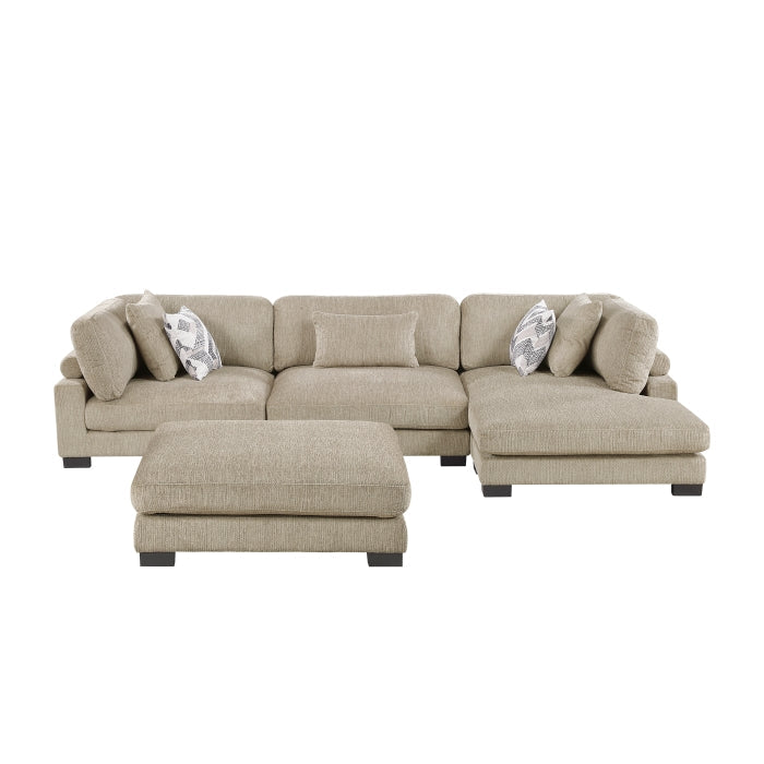 9555BRW*4CRACVCOT (4)4-Piece Modular Sectional with Chaise and Ottoman - 9555BRW*4CRACVCOT