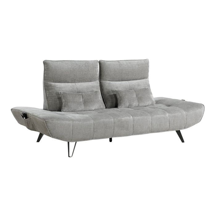 9556GRY-3PW Sofa with Power Adjustable Seat Depth and Manual Adjustable Headrests - 9556GRY-3PW