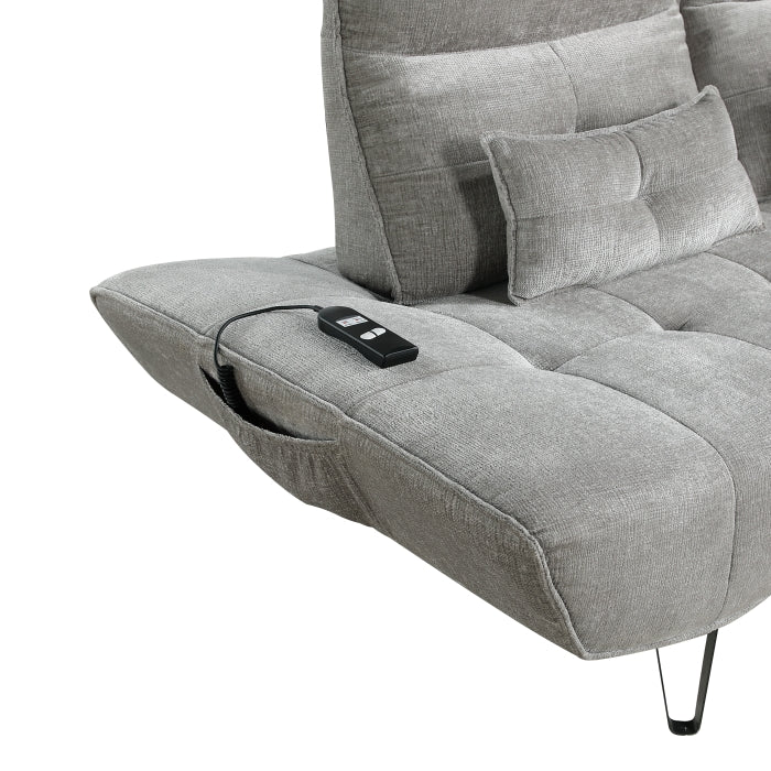 9556GRY-3PW Sofa with Power Adjustable Seat Depth and Manual Adjustable Headrests - 9556GRY-3PW