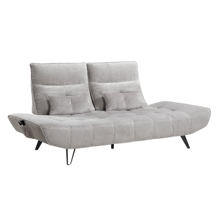 9556LGY-3PW Sofa with Power Adjustable Seat Depth and Manual Adjustable Headrests - 9556LGY-3PW