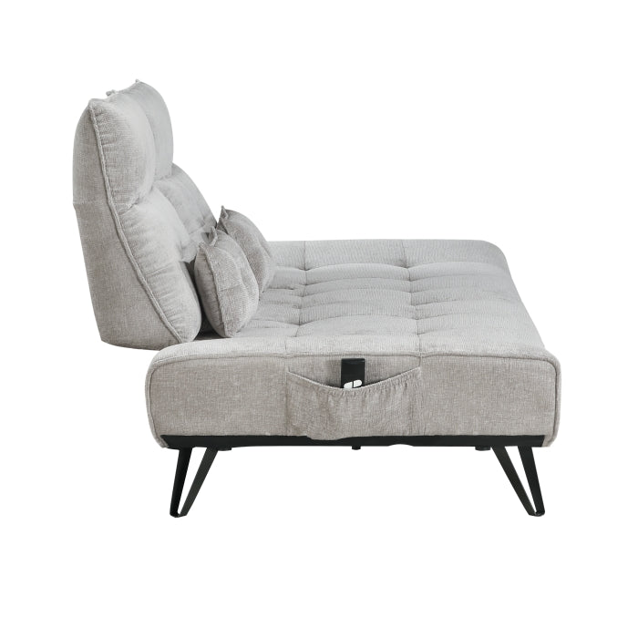 9556LGY-3PW Sofa with Power Adjustable Seat Depth and Manual Adjustable Headrests - 9556LGY-3PW