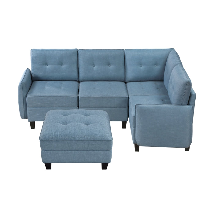 9557BUE*5SCOT (5)5-Piece Sectional with Storage and Ottoman - 9557BUE*5SCOT