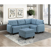 9557BUE*5SCOT (5)5-Piece Sectional with Storage and Ottoman - 9557BUE*5SCOT