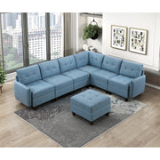 9557BUE*7SCOT (7)7-Piece Sectional with Storage and Ottoman - 9557BUE*7SCOT