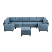 9557BUE*8SCOT (8)8-Piece Sectional with Storage and Ottoman - 9557BUE*8SCOT