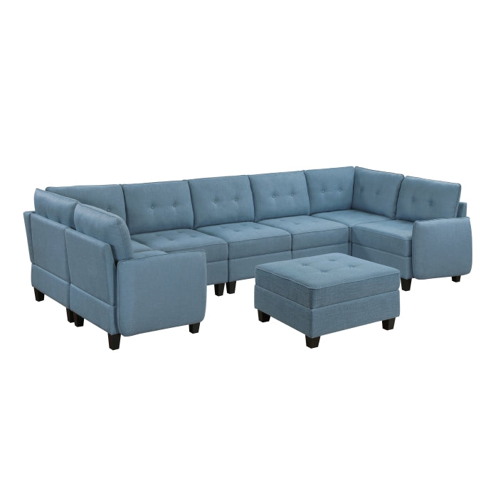 9557BUE*8SCOT (8)8-Piece Sectional with Storage and Ottoman - 9557BUE*8SCOT