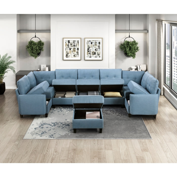 9557BUE-AC Armless Chair with Storage - 9557BUE-AC