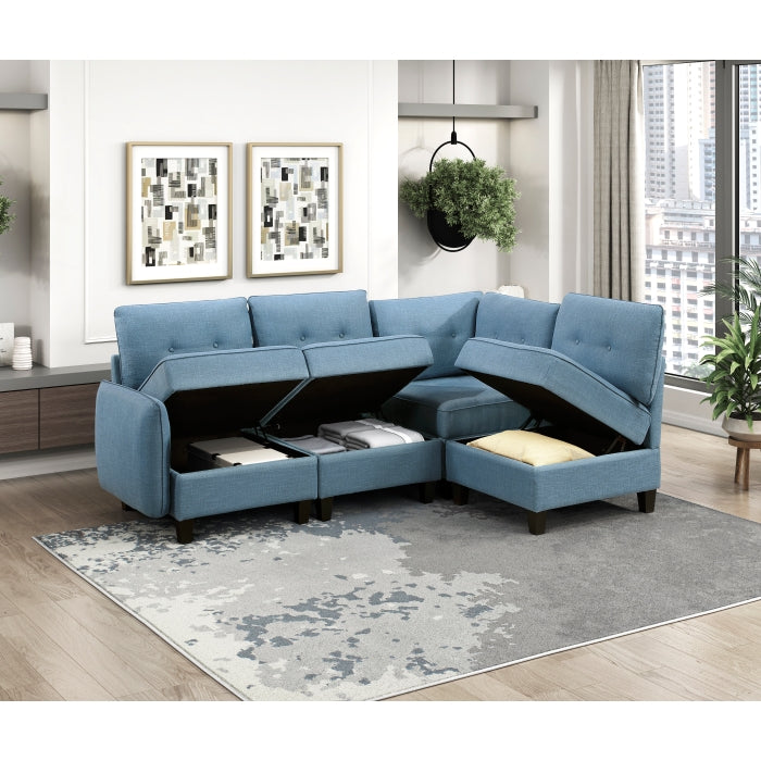 9557BUE-C1A Reversible Chair with One Arm and Storage - 9557BUE-C1A