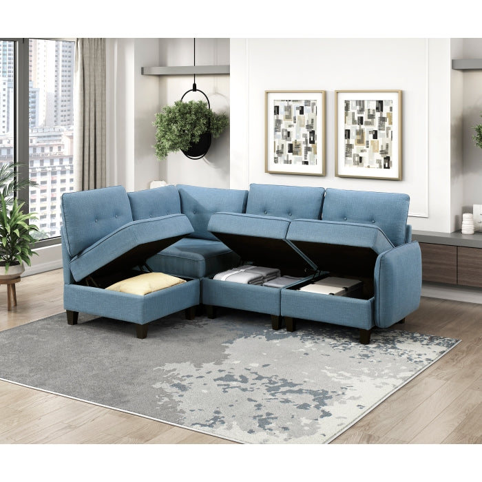 9557BUE-C1A Reversible Chair with One Arm and Storage - 9557BUE-C1A