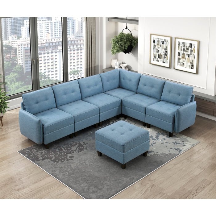 9557BUE-C1A Reversible Chair with One Arm and Storage - 9557BUE-C1A