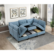 9557BUE-C1A Reversible Chair with One Arm and Storage - 9557BUE-C1A