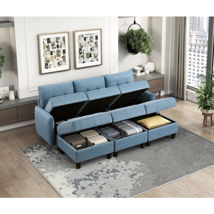 9557BUE-C1A Reversible Chair with One Arm and Storage - 9557BUE-C1A