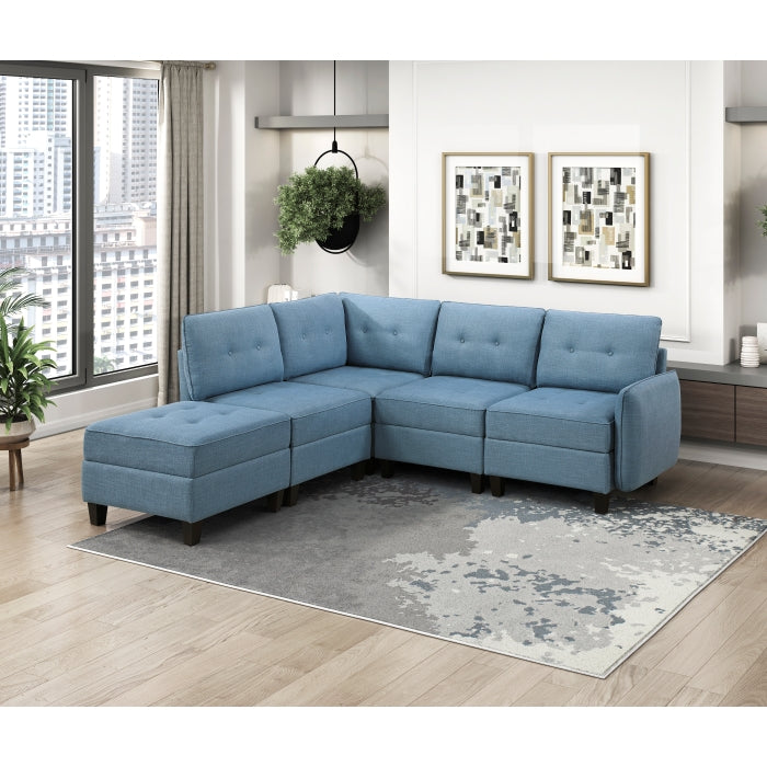 9557BUE-C1A Reversible Chair with One Arm and Storage - 9557BUE-C1A