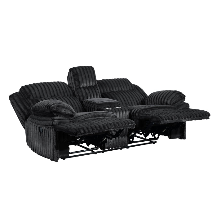 9577BK-2 Double Reclining Love Seat with Center Console - 9577BK-2