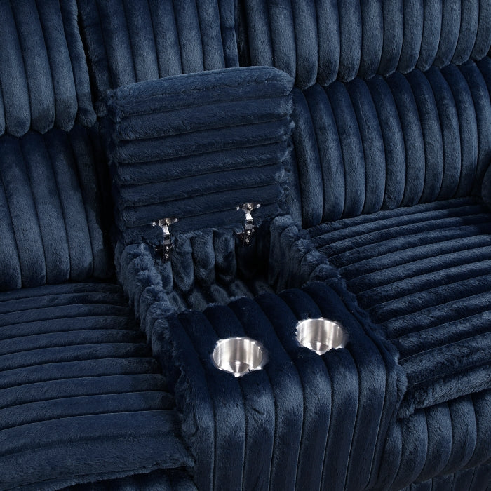 9577BU-2 Double Reclining Love Seat with Center Console - 9577BU-2
