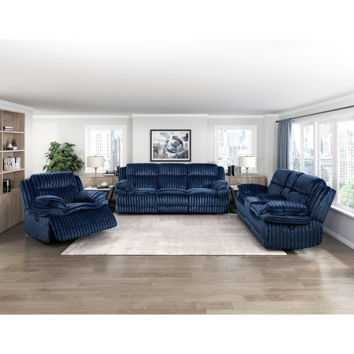 9577BU-2 Double Reclining Love Seat with Center Console - 9577BU-2