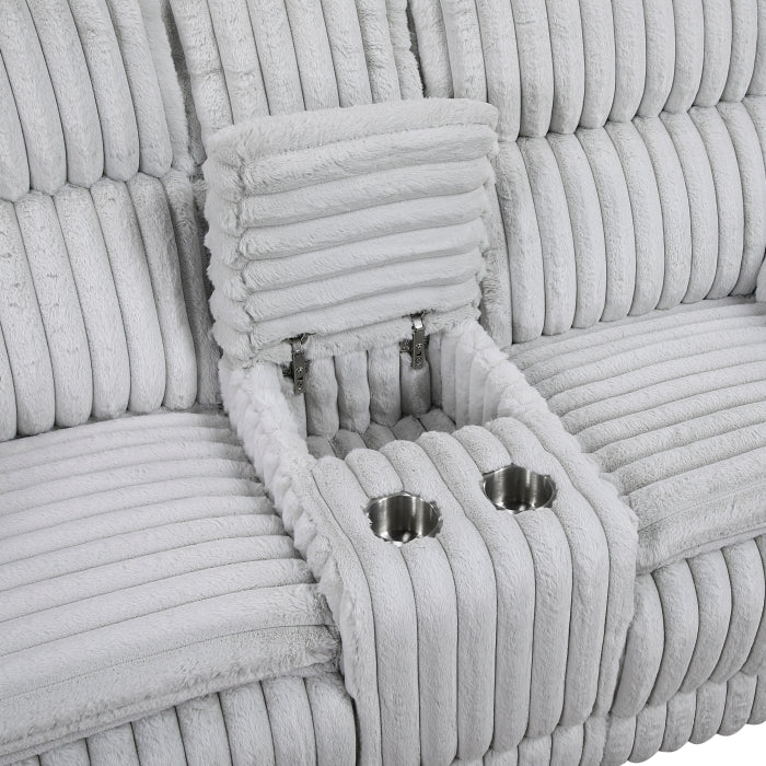 9577GY-2 Double Reclining Love Seat with Center Console - 9577GY-2