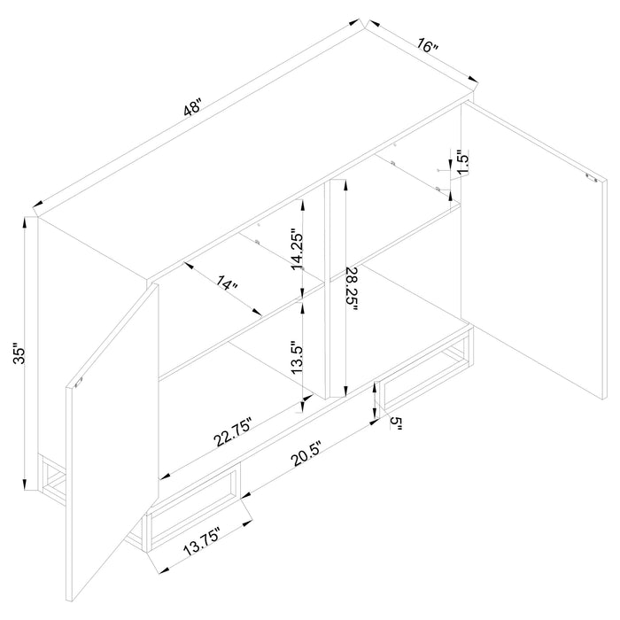 Elsa 2-door Accent Cabinet with Adjustable Shelves White and Gold