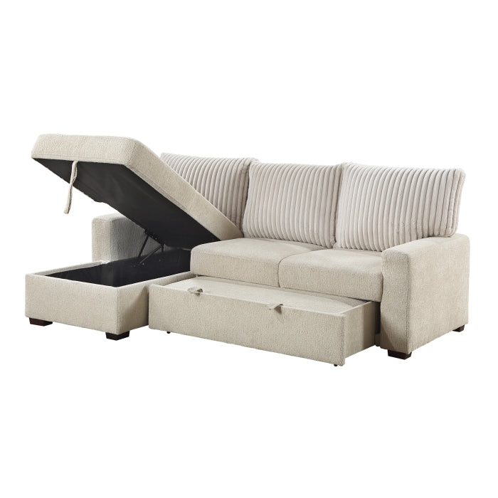 9605BE*2LCRL (2)2-Piece Sectional with Left Chaise and  Drop-Down Cup holders, Storage Pouch, Pull-out Bed and Hidden Storage - 9605BE*2LCRL