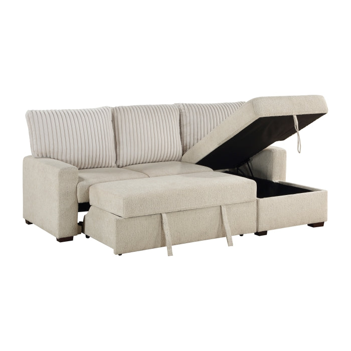 9605BE*2LLRC (2)2-Piece Sectional with Right Chaise and  Drop-Down Cup holders, Storage Pouch,  Pull-out Bed and Hidden Storage - 9605BE*2LLRC