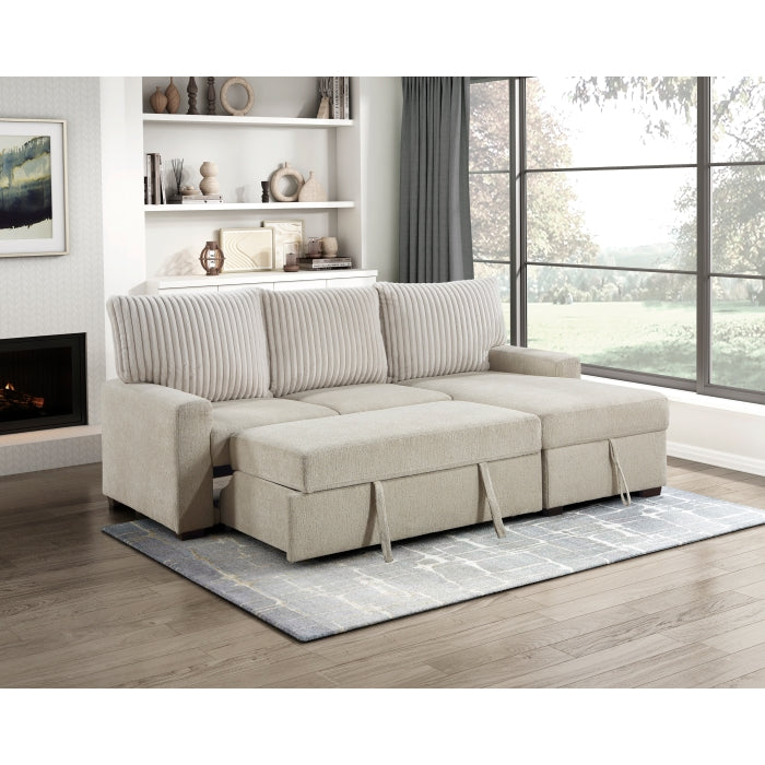 9605BE*2LLRC (2)2-Piece Sectional with Right Chaise and  Drop-Down Cup holders, Storage Pouch,  Pull-out Bed and Hidden Storage - 9605BE*2LLRC