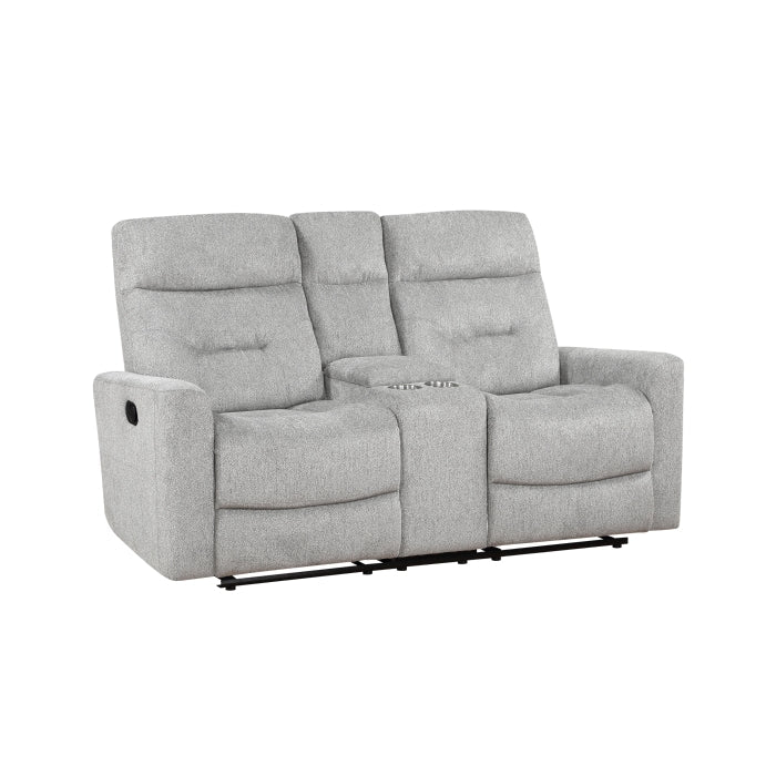 9610GY-2 Double Reclining Love Seat with Center Console - 9610GY-2