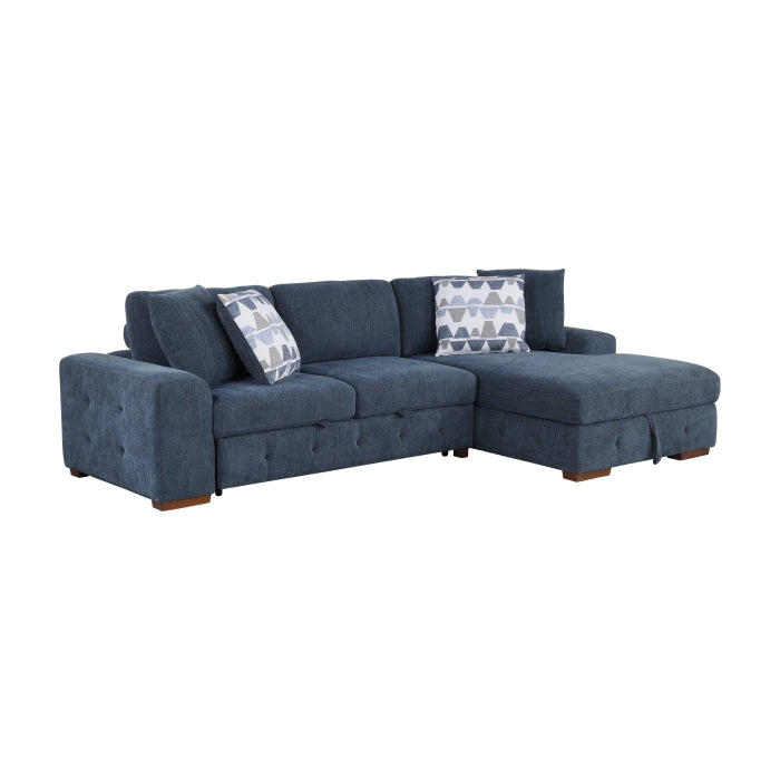 9624BU*32LRC 3-Piece Sectional with Right Chaise, Pull-out Bed and Ottoman - 9624BU*32LRC