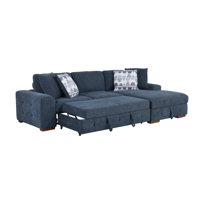 9624BU*32LRC 3-Piece Sectional with Right Chaise, Pull-out Bed and Ottoman - 9624BU*32LRC