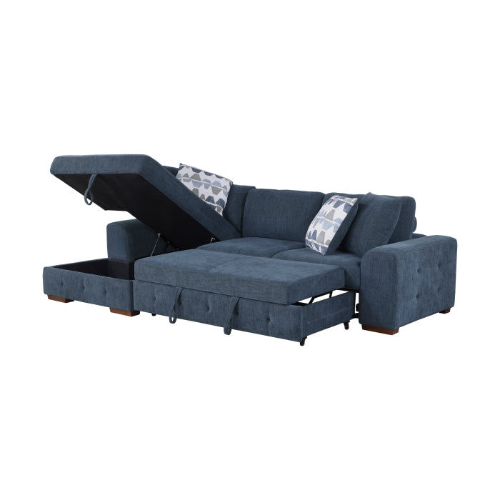 9624BU*3LC2R 3-Piece Sectional with Left Chaise, Pull-out Bed and Ottoman - 9624BU*3LC2R
