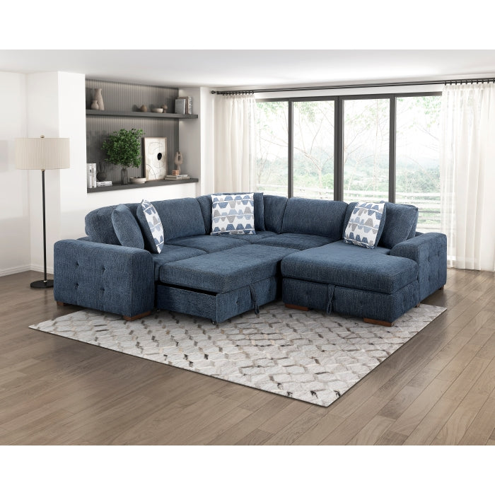 9624BU*42L1ACRC (4)4-Piece Sectional with Right Chaise and Pull-out Bed - 9624BU*42L1ACRC