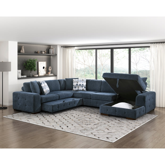 9624BU*42LRC 4-Piece Sectional with Right Chaise and Pull-out Bed - 9624BU*42LRC