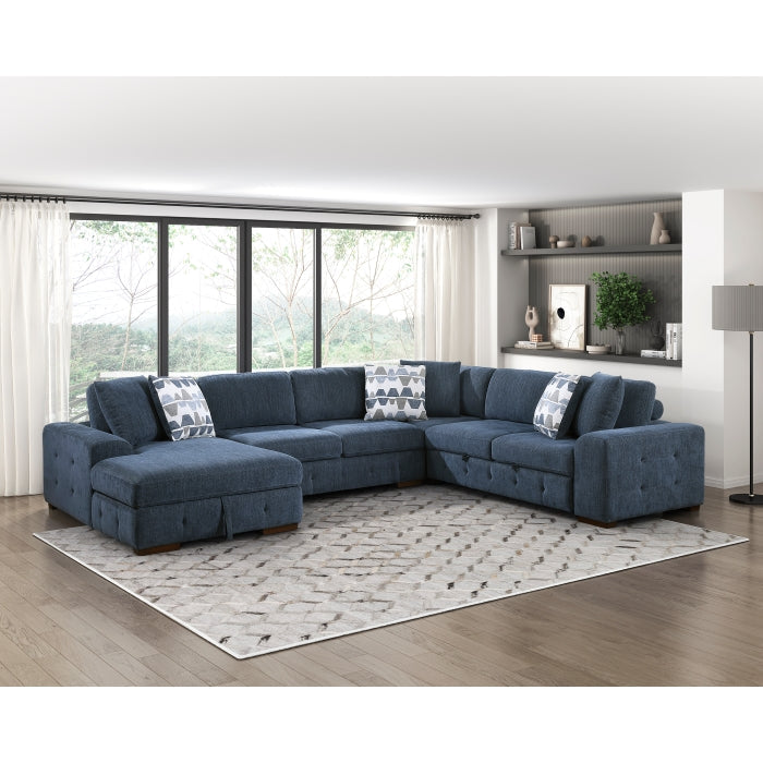 9624BU*42RLC 4-Piece Sectional with Left Chaise and Pull-out Bed - 9624BU*42RLC