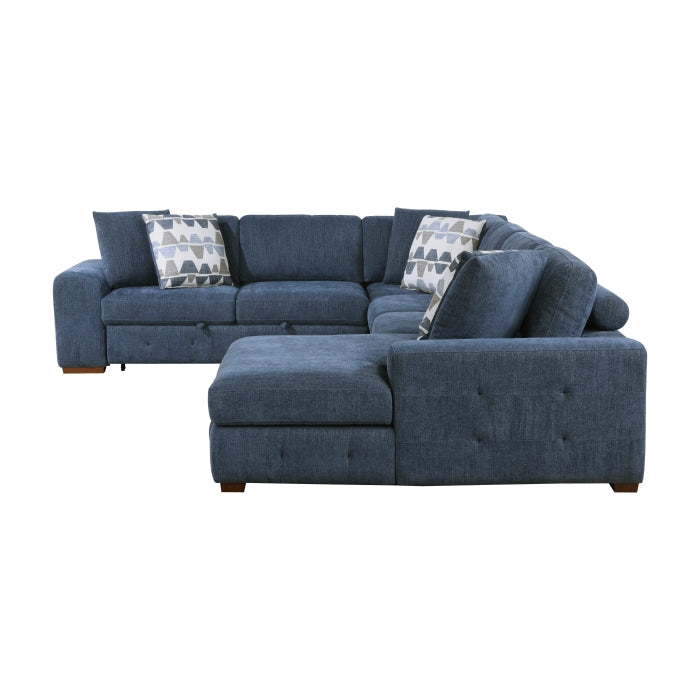 9624BU*52LRC 5-Piece Sectional with Right Chaise, Pull-out Bed and Ottoman - 9624BU*52LRC