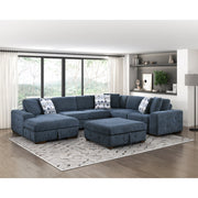 9624BU*5LC2R 5-Piece Sectional with Left Chaise, Pull-out Bed and Ottoman - 9624BU*5LC2R