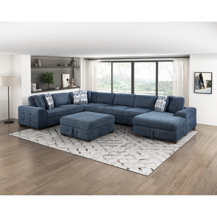 9624BU*62L1ACRCOT (6)6-Piece Sectional with Right Chaise, Pull-out Bed and Ottoman - 9624BU*62L1ACRCOT