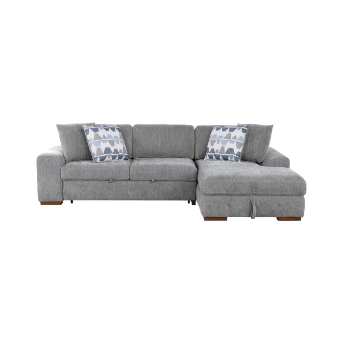9624GY*32LRC 3-Piece Sectional with Right Chaise, Pull-out Bed and Ottoman - 9624GY*32LRC
