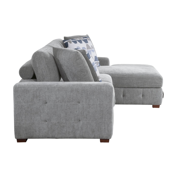 9624GY*32LRC 3-Piece Sectional with Right Chaise, Pull-out Bed and Ottoman - 9624GY*32LRC