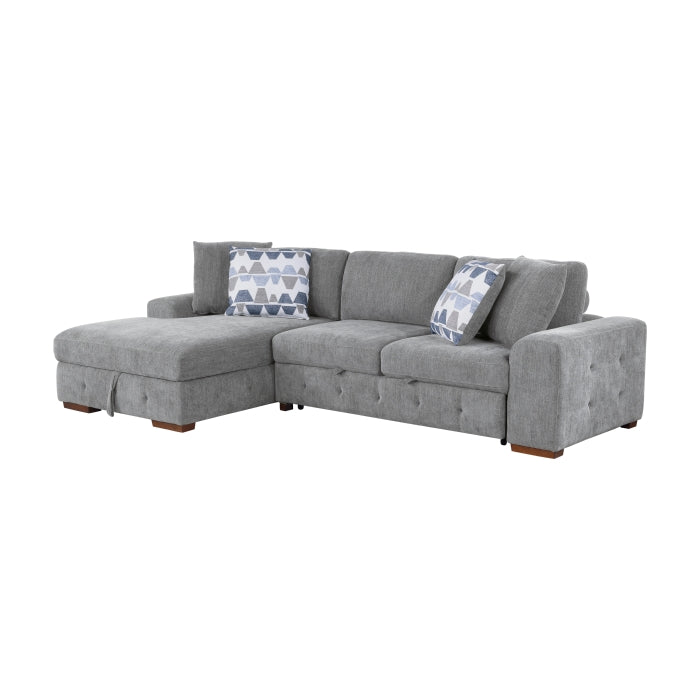 9624GY*3LC2R 3-Piece Sectional with Left Chaise, Pull-out Bed and Ottoman - 9624GY*3LC2R
