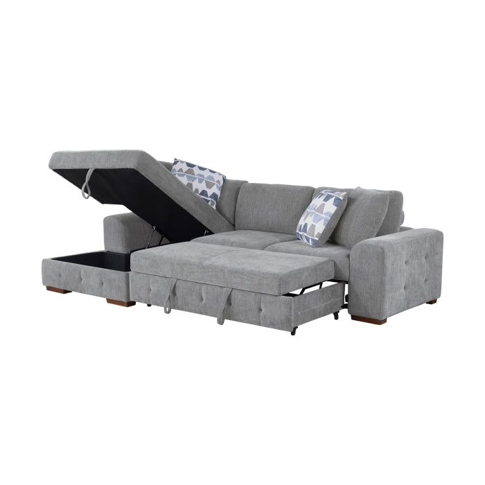 9624GY*3LC2R 3-Piece Sectional with Left Chaise, Pull-out Bed and Ottoman - 9624GY*3LC2R
