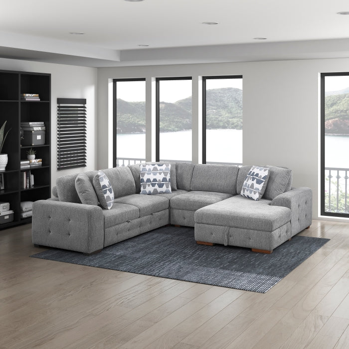 9624GY*42L1ACRC (4)4-Piece Sectional with Right Chaise and Pull-out Bed - 9624GY*42L1ACRC